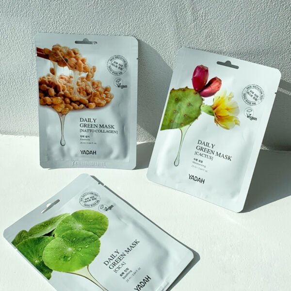 IMG_0246 YADAH Daily Green Natto Mask - Odą Stangrinanti Lakštinė Veido Kaukė su Natto Kolagenu