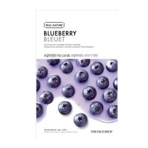 The Face Shop Real Nature Face Mask With Blueberry Extract - Lakštinė Veido Kaukė Su Mėlynių Ekstraktu