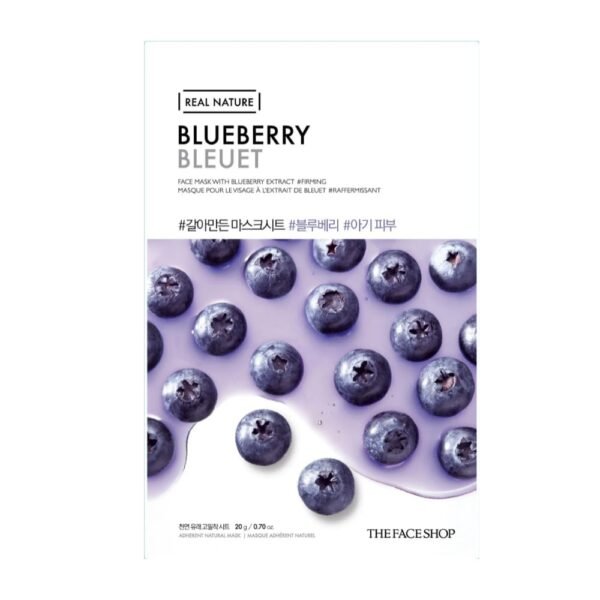 The Face Shop Real Nature Face Mask With Blueberry Extract - Lakštinė Veido Kaukė Su Mėlynių Ekstraktu