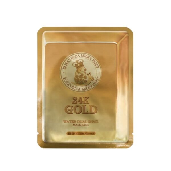 Elizavecca Milky Piggy 24K Gold Water Dual Snail Mask - Lakštinė Veido Kaukė Su Sraigių Mucinu